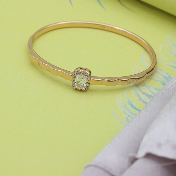 Elegant Rose Gold Bangle with Cushion Cut Stone Accent, XPBL0472 - Picture 3 of 12